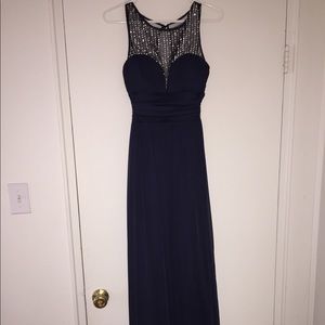 Size 3/4 Dark Blue Floor Length Formal Gown